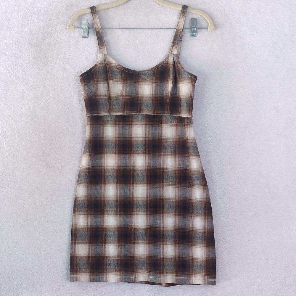 Hollister Junior's Brown Schoolgirl Preppy Sleeveless‎ Mini Dress Size S